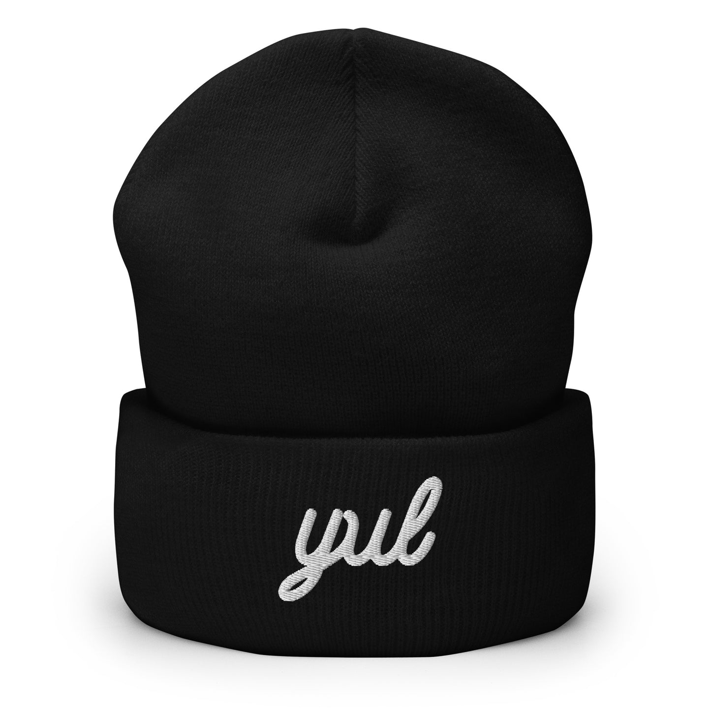 Vintage Script Beanie - White Embroidery • YUL Montreal • YHM Designs - Image 01
