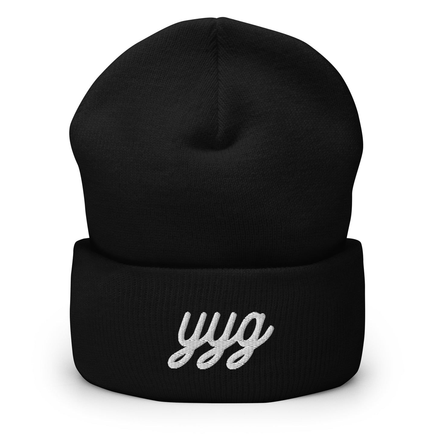 Vintage Script Beanie - White Embroidery • YYG Charlottetown • YHM Designs - Image 01