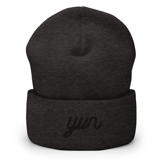 YVR Vancouver Cuffed Beanie • Vintage Script Lettering in Black • YHM Designs - Image 02