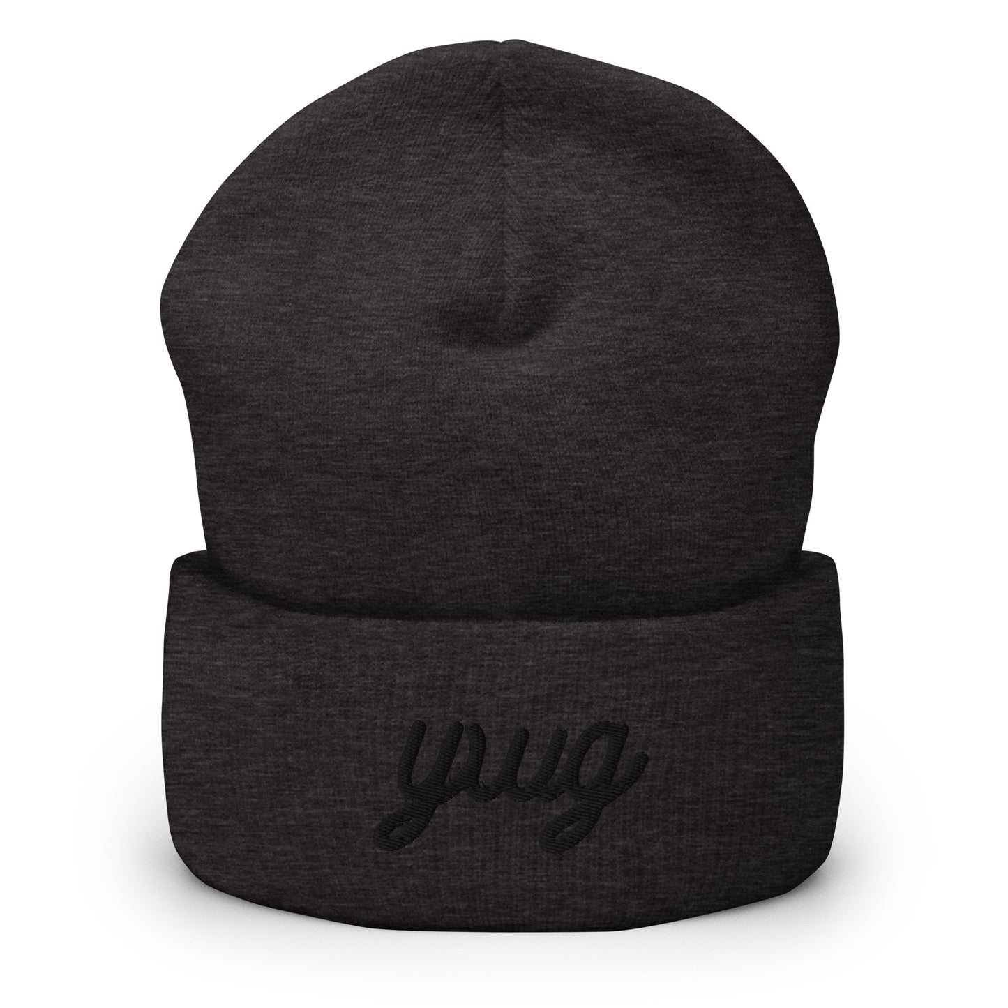 Vintage Script Beanie - Black Embroidery • YWG Winnipeg • YHM Designs - Image 02