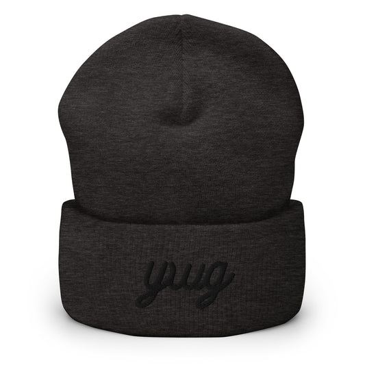 YWG Winnipeg Cuffed Beanie • Vintage Script Lettering in Black • YHM Designs - Image 02