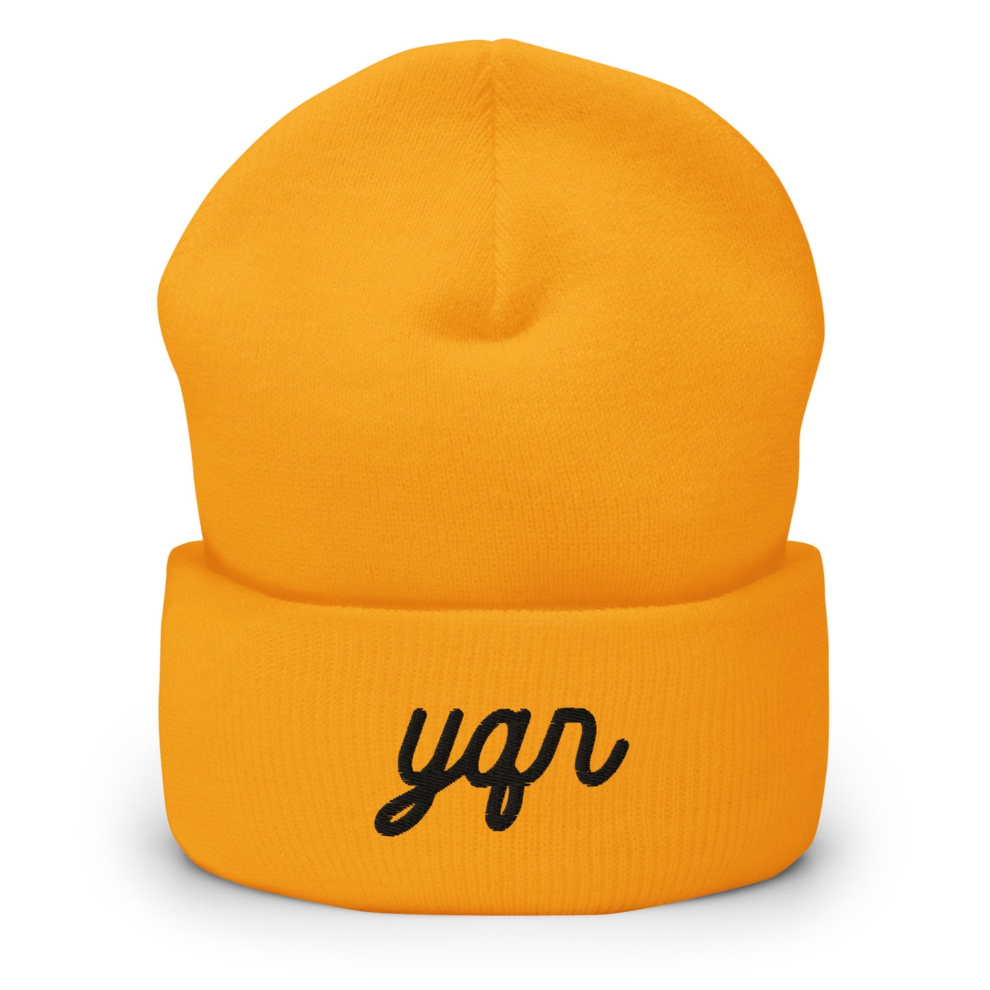 Vintage Script Beanie - Black Embroidery • YQR Regina • YHM Designs - Image 01