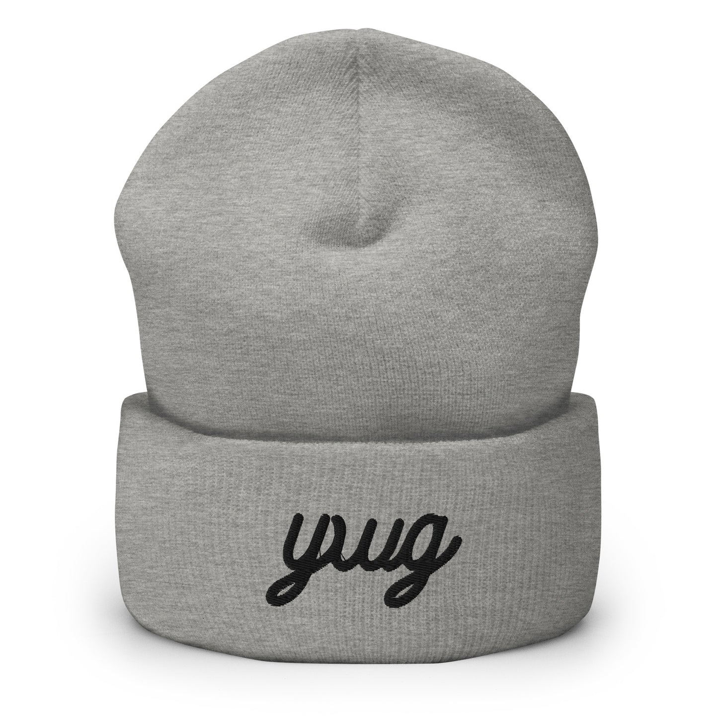 Vintage Script Beanie - Black Embroidery • YWG Winnipeg • YHM Designs - Image 03