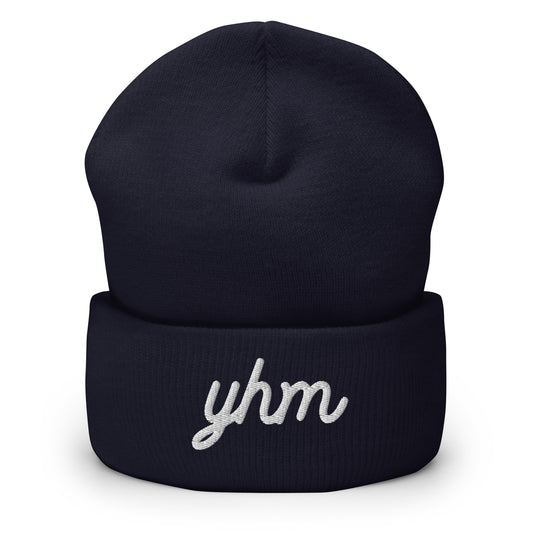 YHM Hamilton Cuffed Beanie • Vintage Script Lettering in White • YHM Designs - Image 02