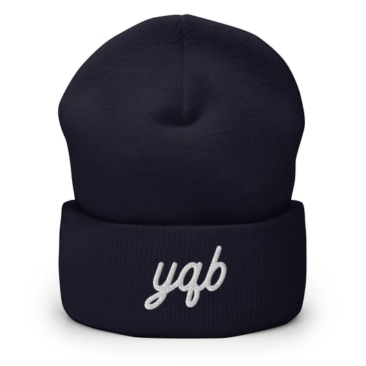 YQB Quebec City Cuffed Beanie • Vintage Script Lettering in White • YHM Designs - Image 02