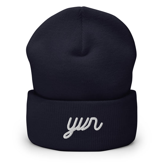 YVR Vancouver Cuffed Beanie • Vintage Script Lettering in White • YHM Designs - Image 02