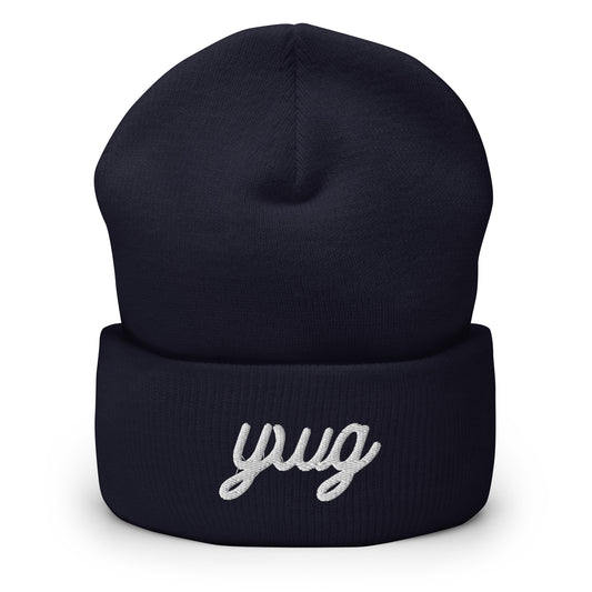 YWG Winnipeg Cuffed Beanie • Vintage Script Lettering in White • YHM Designs - Image 02