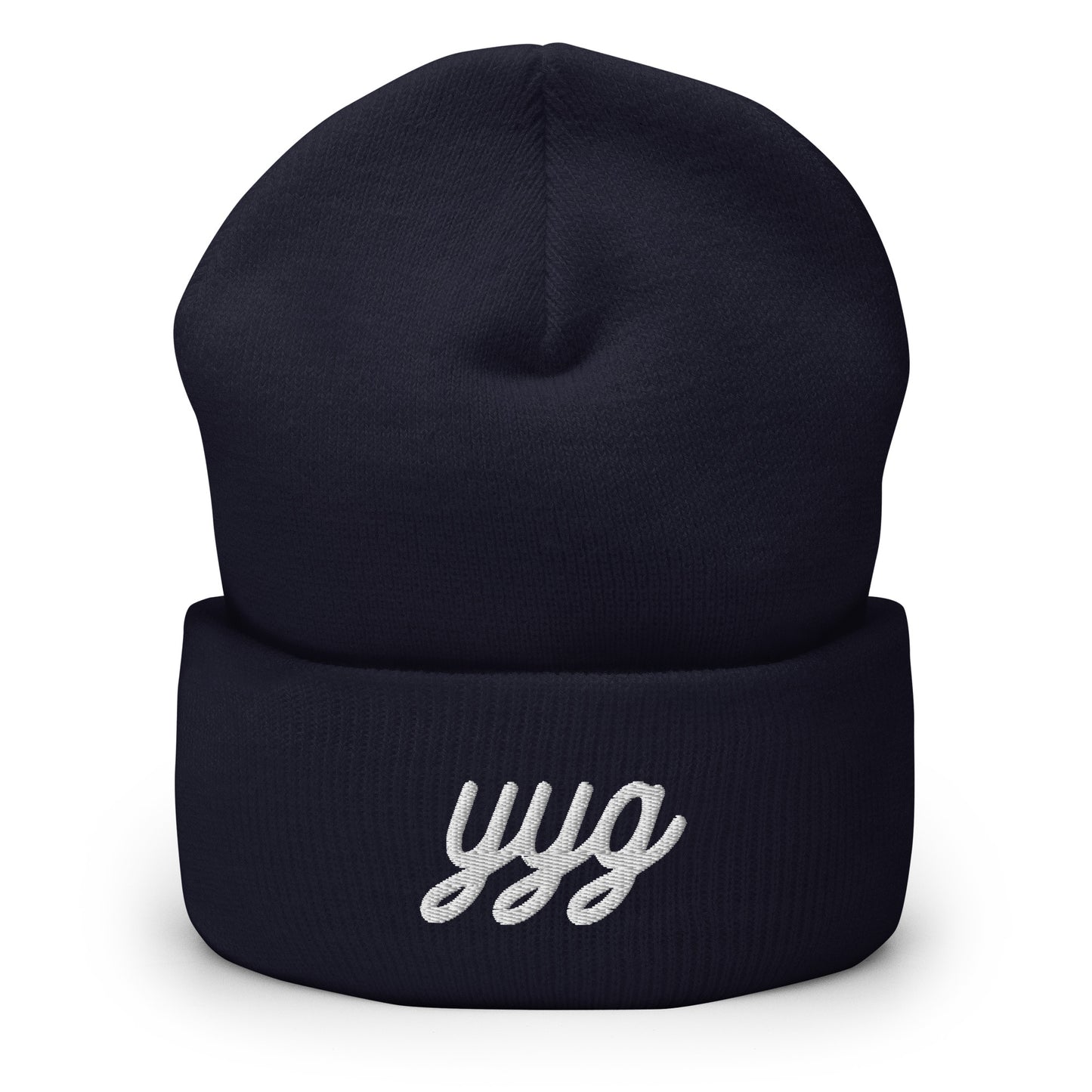Vintage Script Beanie - White Embroidery • YYG Charlottetown • YHM Designs - Image 02