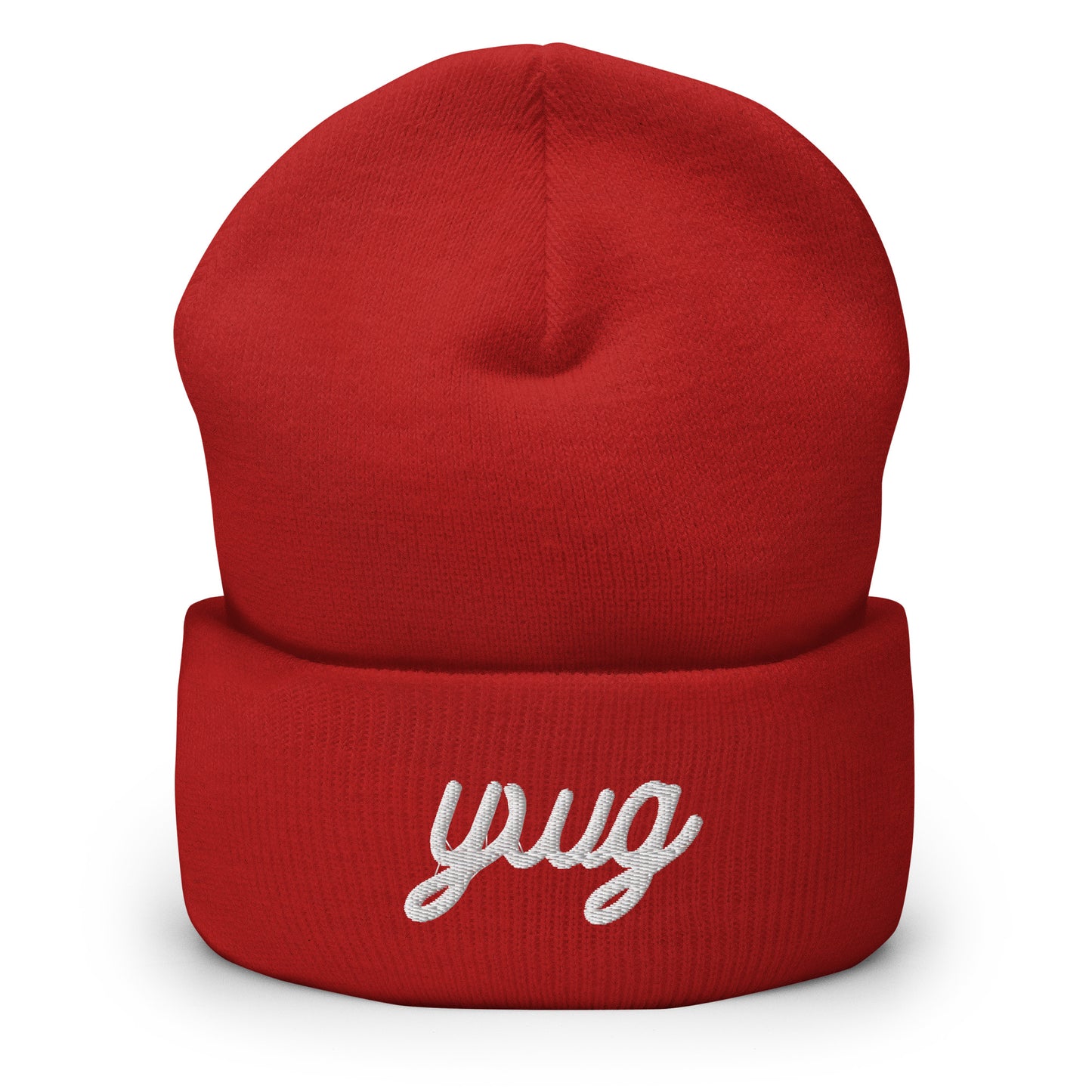Vintage Script Beanie - White Embroidery • YWG Winnipeg • YHM Designs - Image 03