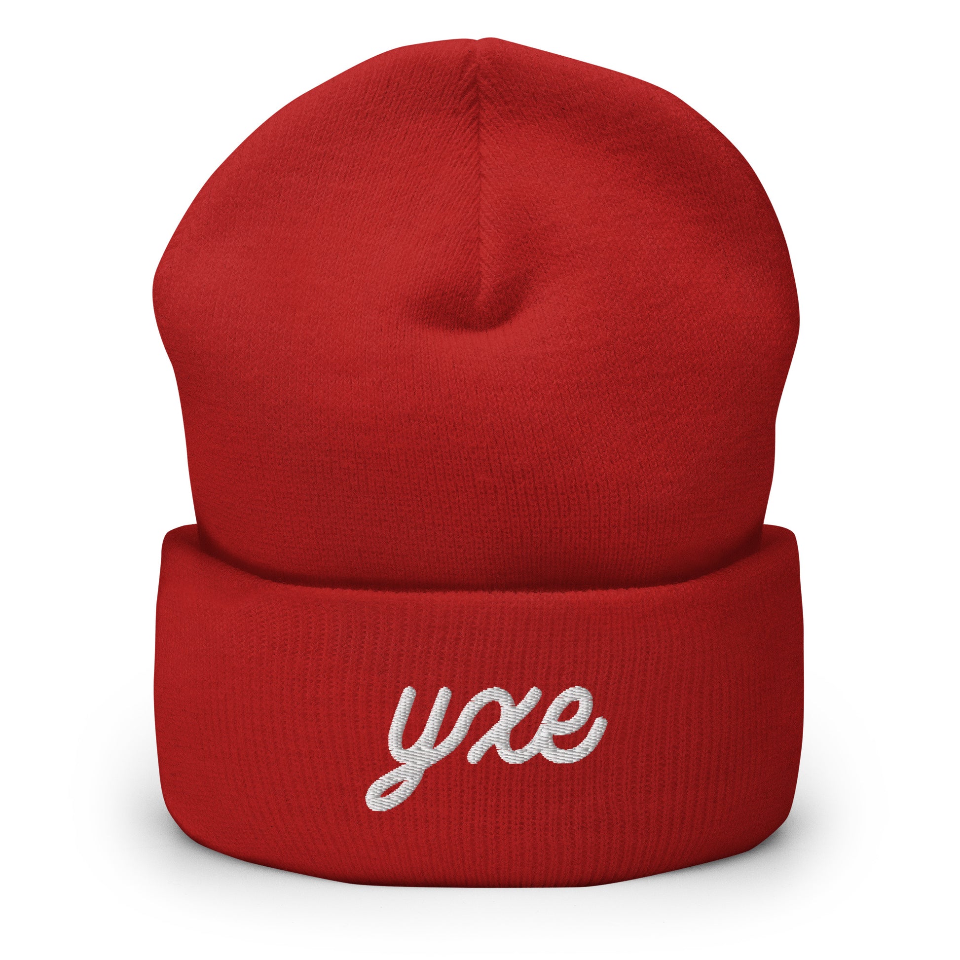 YXE Saskatoon Cuffed Beanie • Vintage Script Lettering in White • YHM Designs - Image 03