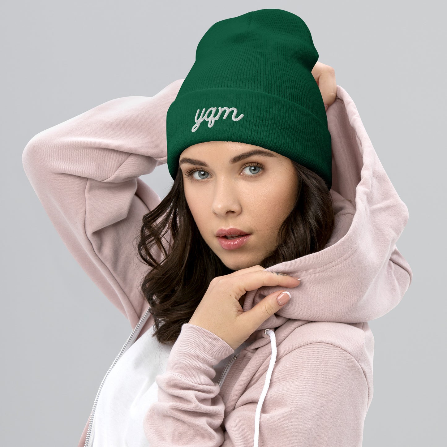 Vintage Script Beanie - White Embroidery • YQM Moncton • YHM Designs - Image 08