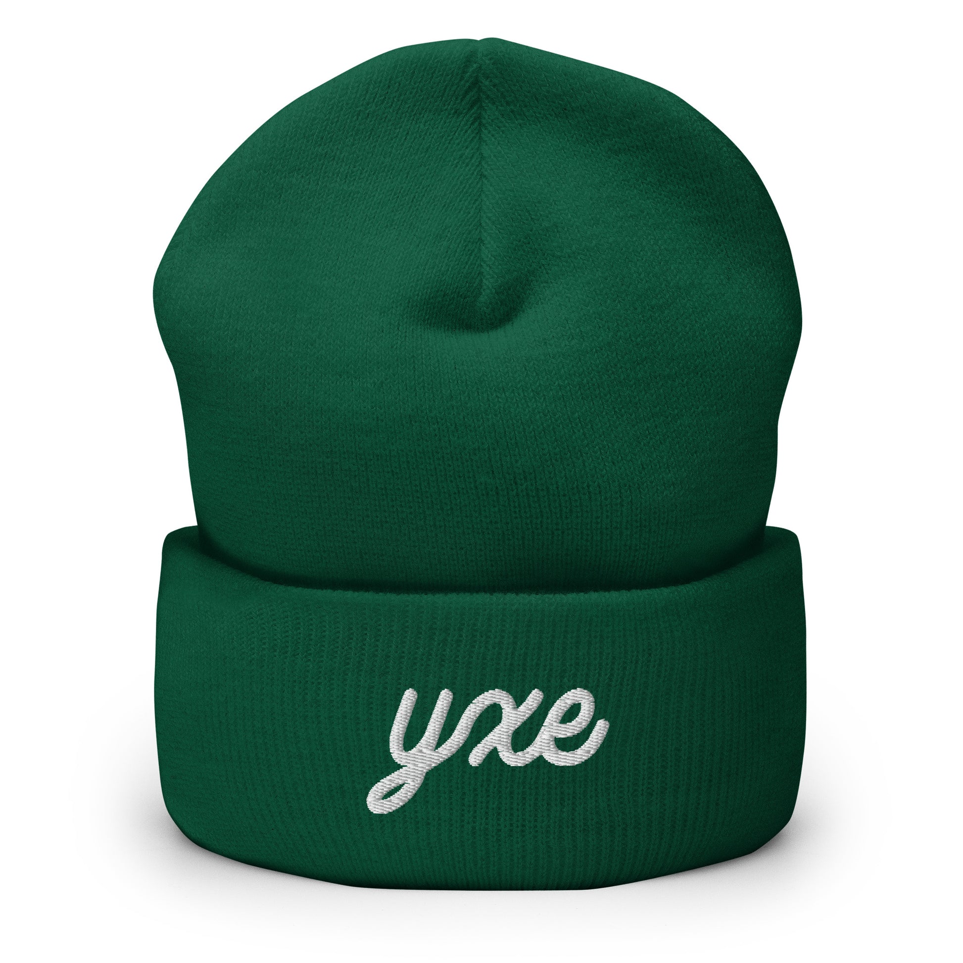 YXE Saskatoon Cuffed Beanie • Vintage Script Lettering in White • YHM Designs - Image 04