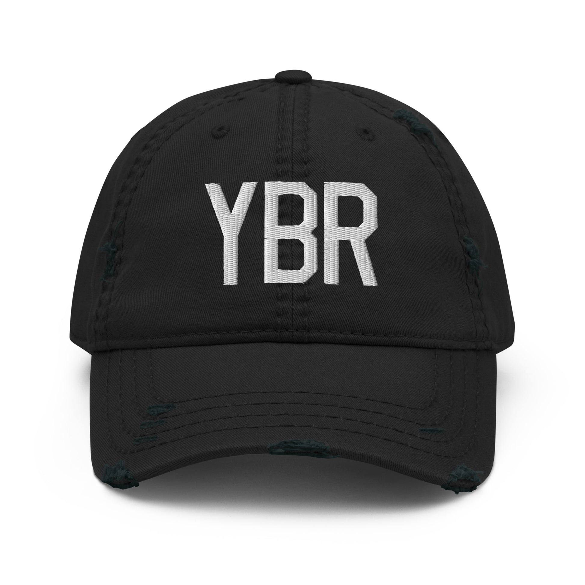 Airport Code Distressed Hat - White • YBR Brandon • YHM Designs - Image 10