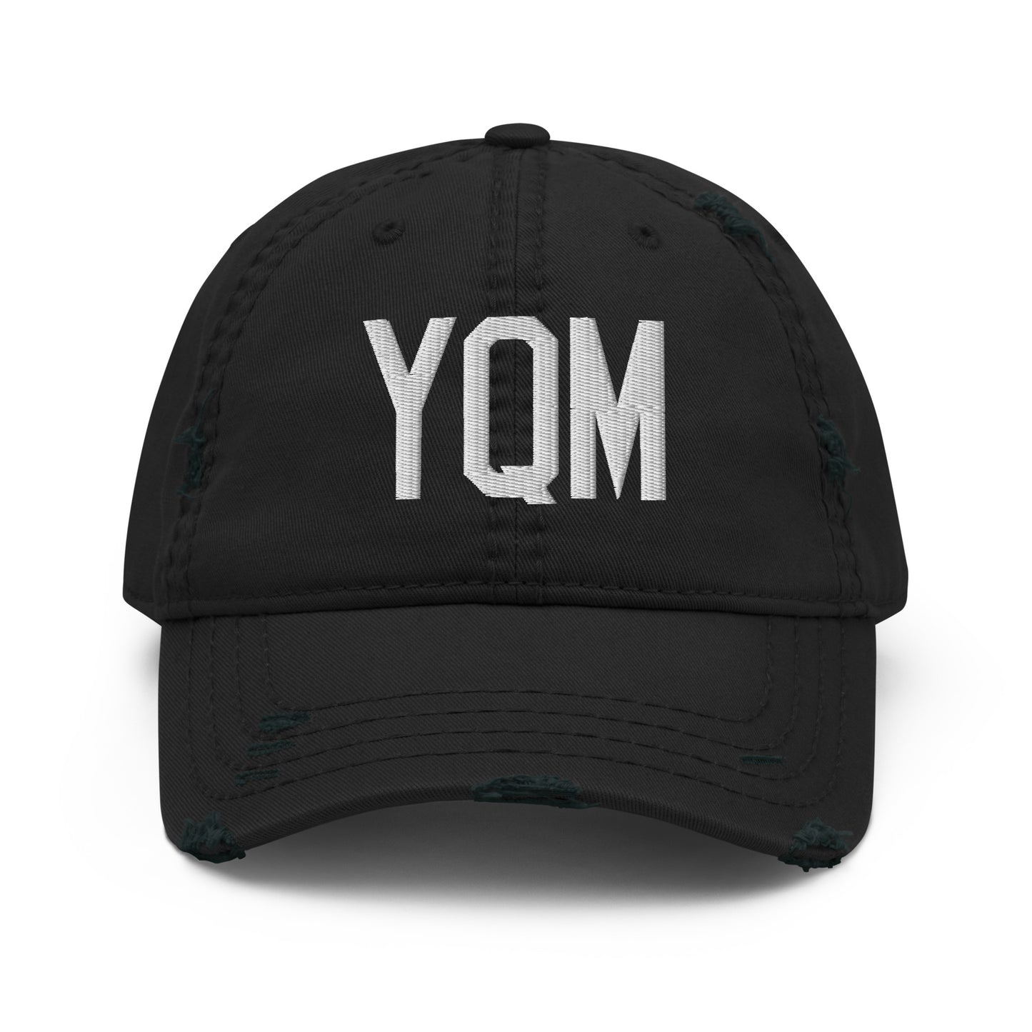 Airport Code Distressed Hat - White • YQM Moncton • YHM Designs - Image 10