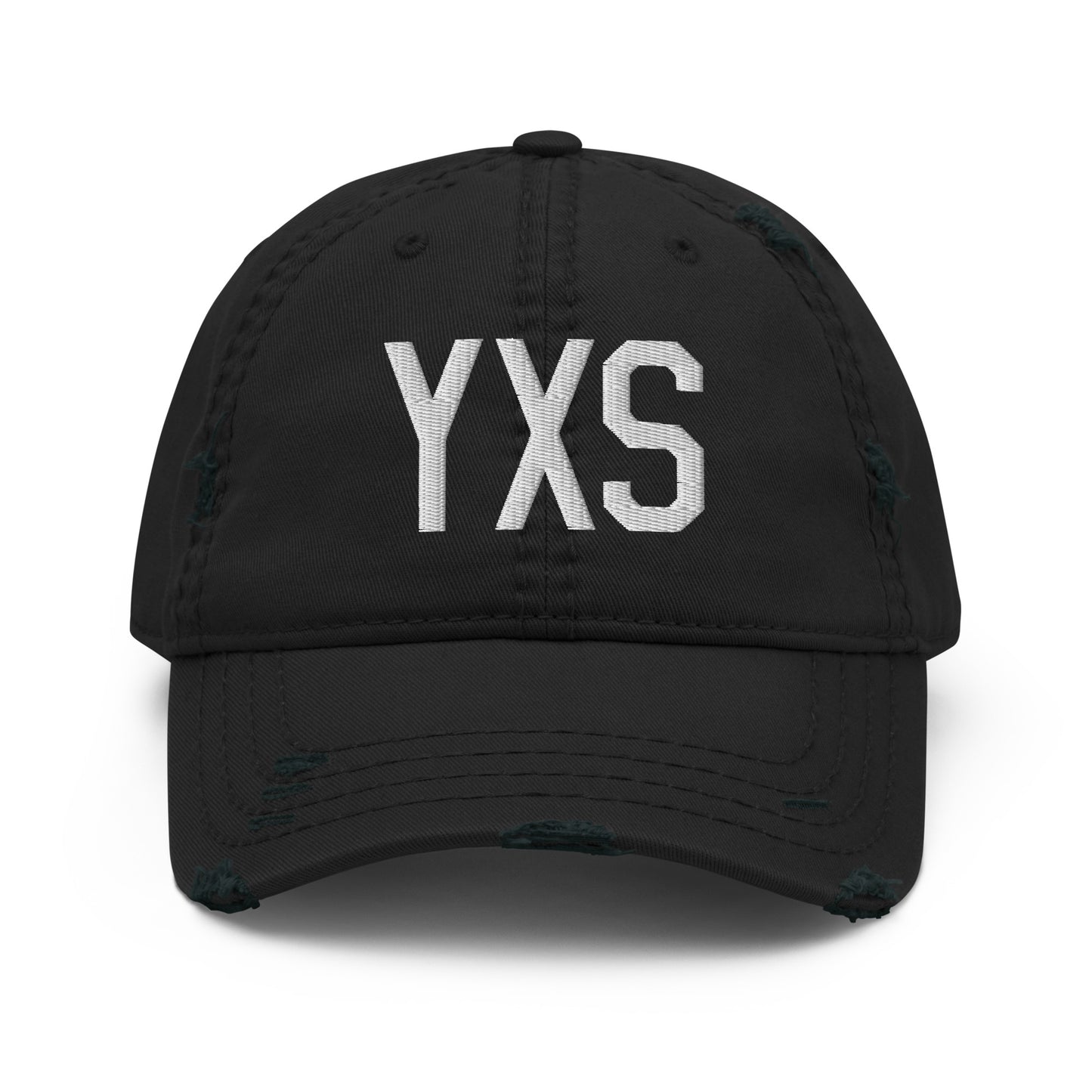 Airport Code Distressed Hat - White • YXS Prince George • YHM Designs - Image 10