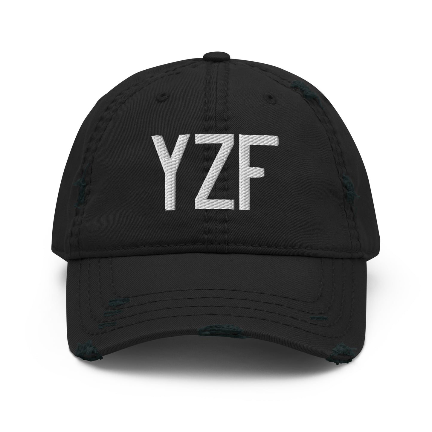 Airport Code Distressed Hat - White • YZF Yellowknife • YHM Designs - Image 10