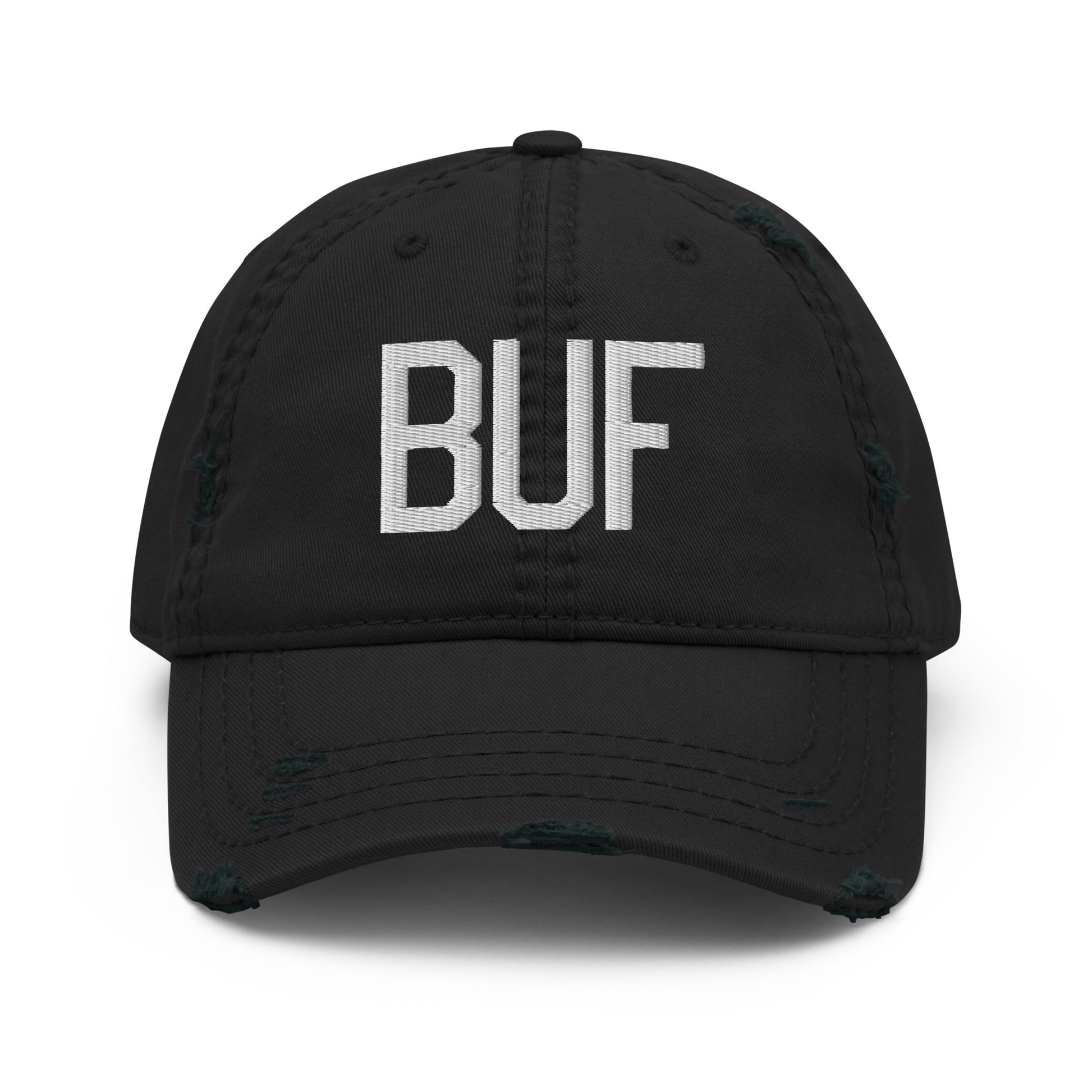 Airport Code Distressed Hat - White • BUF Buffalo • YHM Designs - Image 10