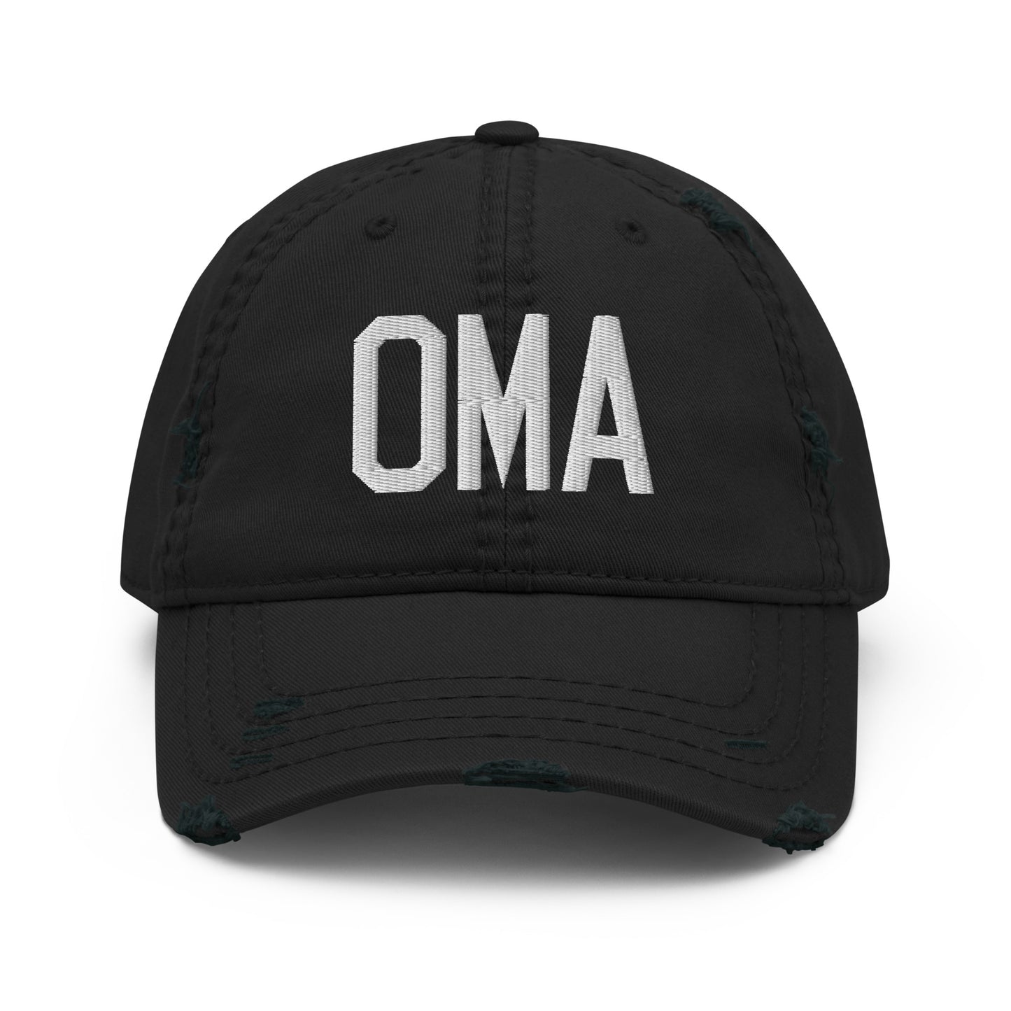 Airport Code Distressed Hat - White • OMA Omaha • YHM Designs - Image 10