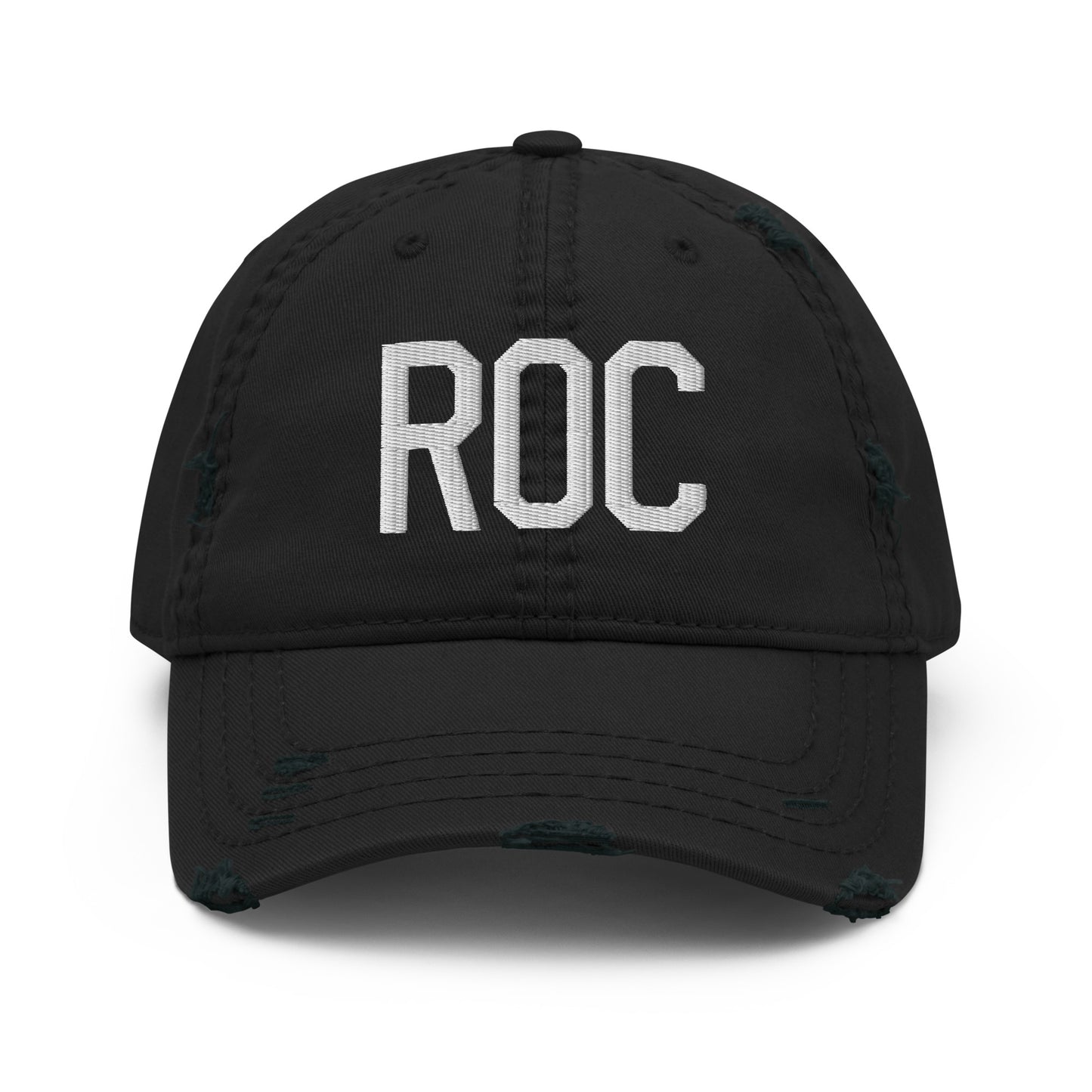 Airport Code Distressed Hat - White • ROC Rochester • YHM Designs - Image 10
