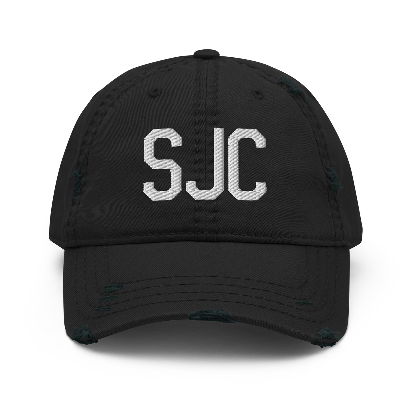 Airport Code Distressed Hat - White • SJC San Jose • YHM Designs - Image 10