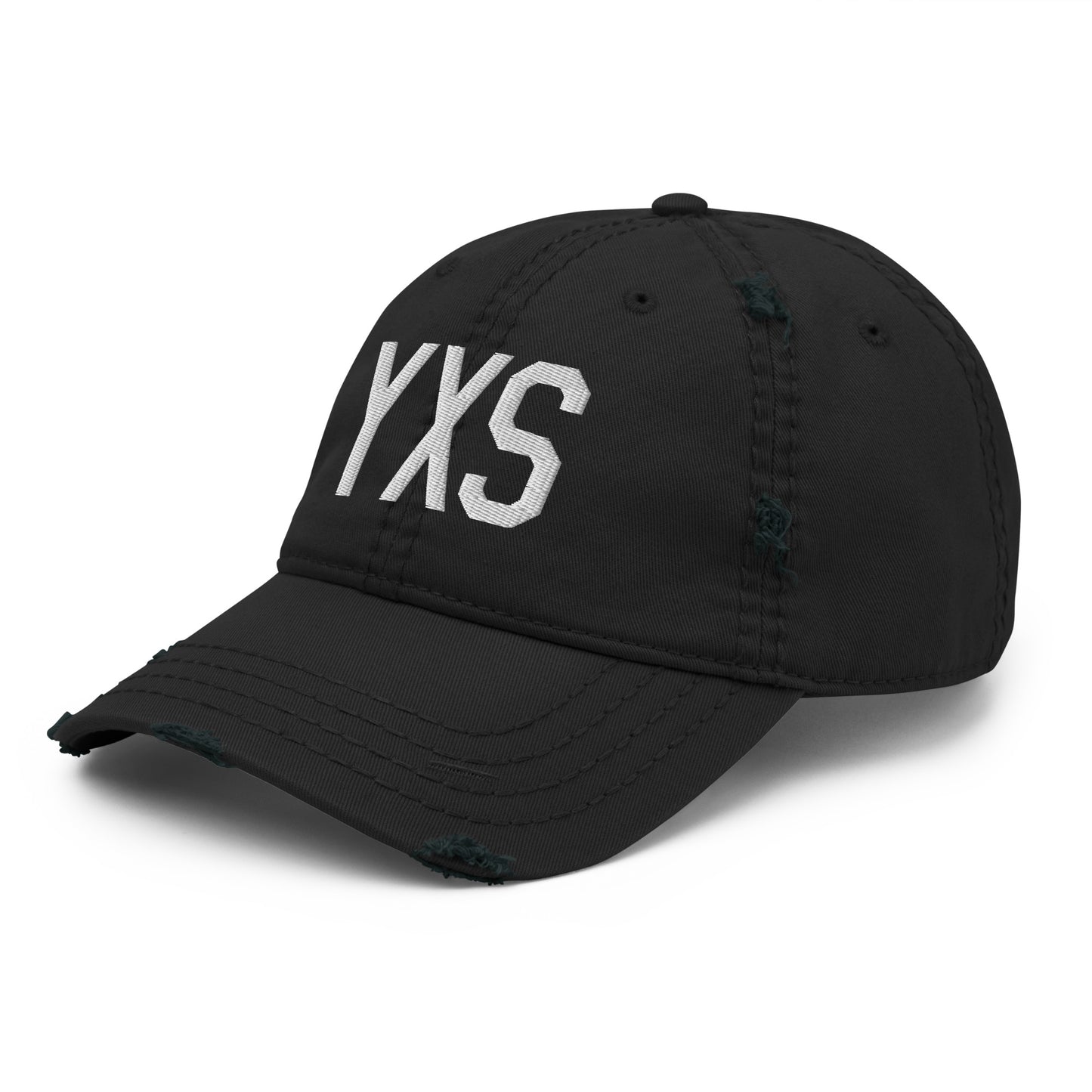 Airport Code Distressed Hat - White • YXS Prince George • YHM Designs - Image 11