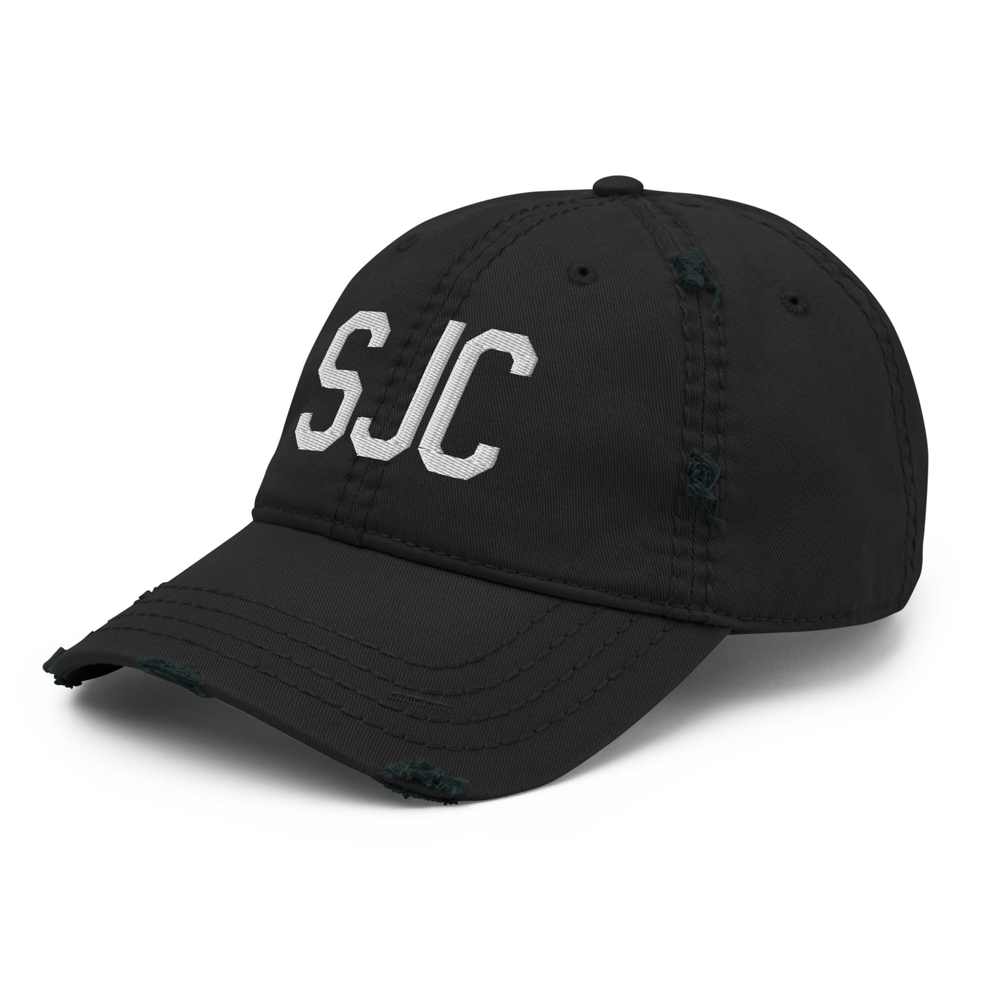 Airport Code Distressed Hat - White • SJC San Jose • YHM Designs - Image 11