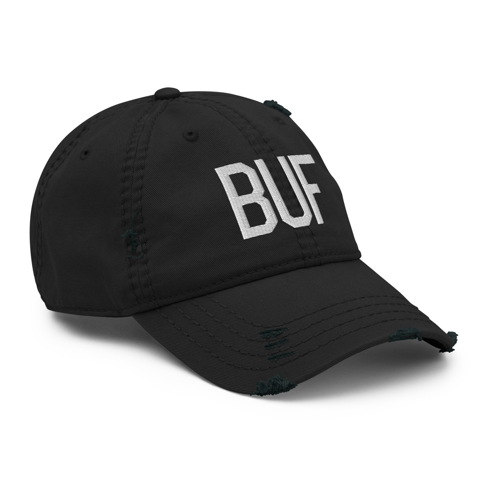Airport Code Distressed Hat - White • BUF Buffalo • YHM Designs - Image 12