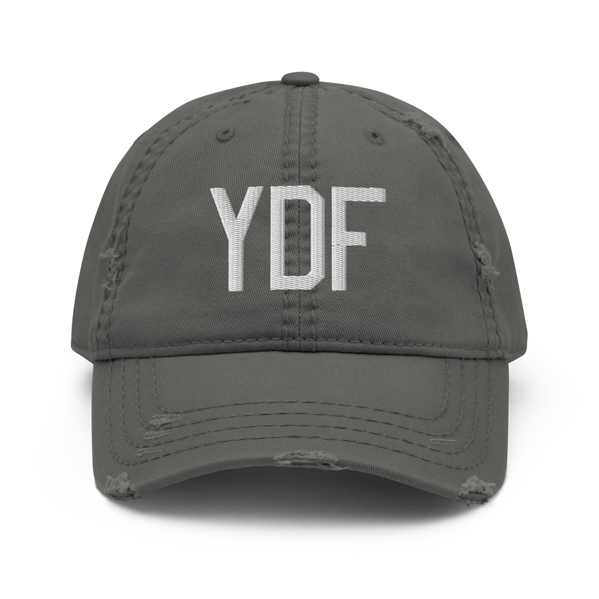 Airport Code Distressed Hat - White • YDF Deer Lake • YHM Designs - Image 15
