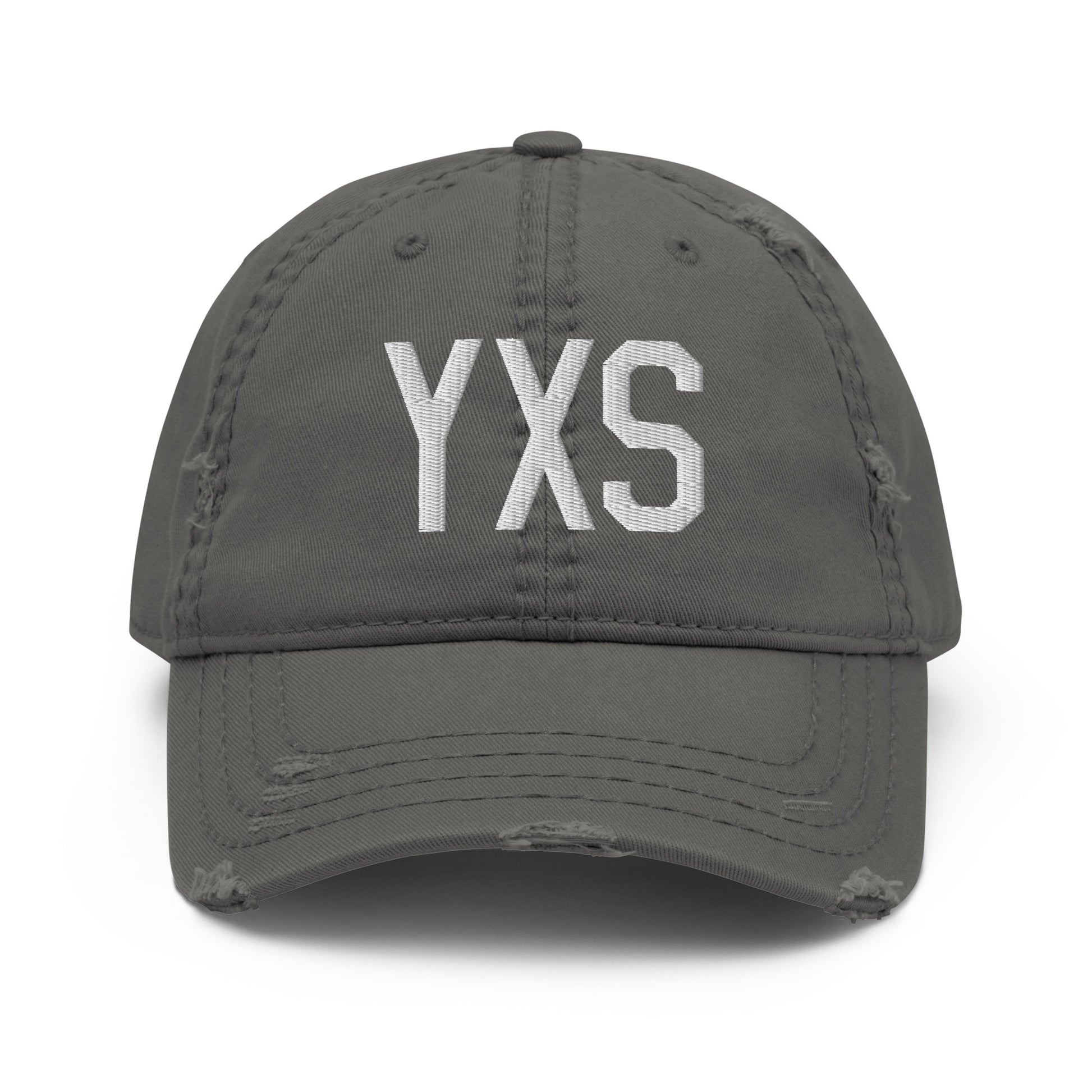Airport Code Distressed Hat - White • YXS Prince George • YHM Designs - Image 15