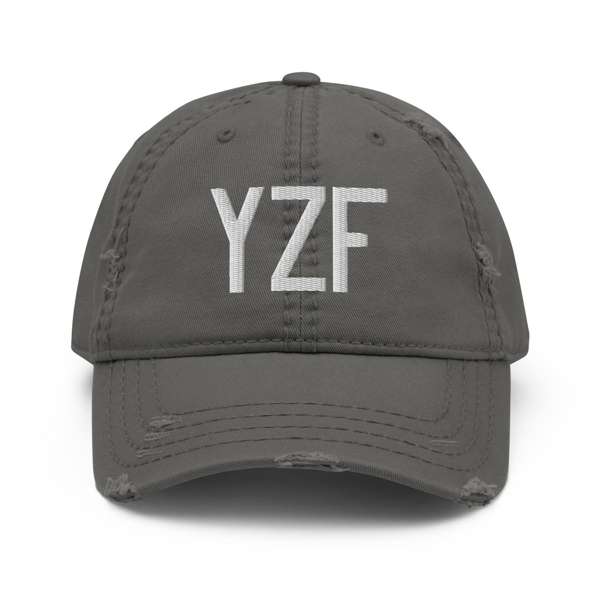 Airport Code Distressed Hat - White • YZF Yellowknife • YHM Designs - Image 15