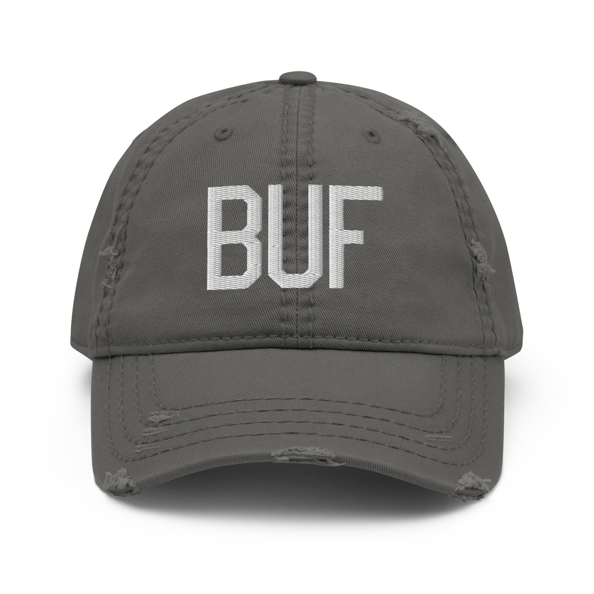 Airport Code Distressed Hat - White • BUF Buffalo • YHM Designs - Image 15