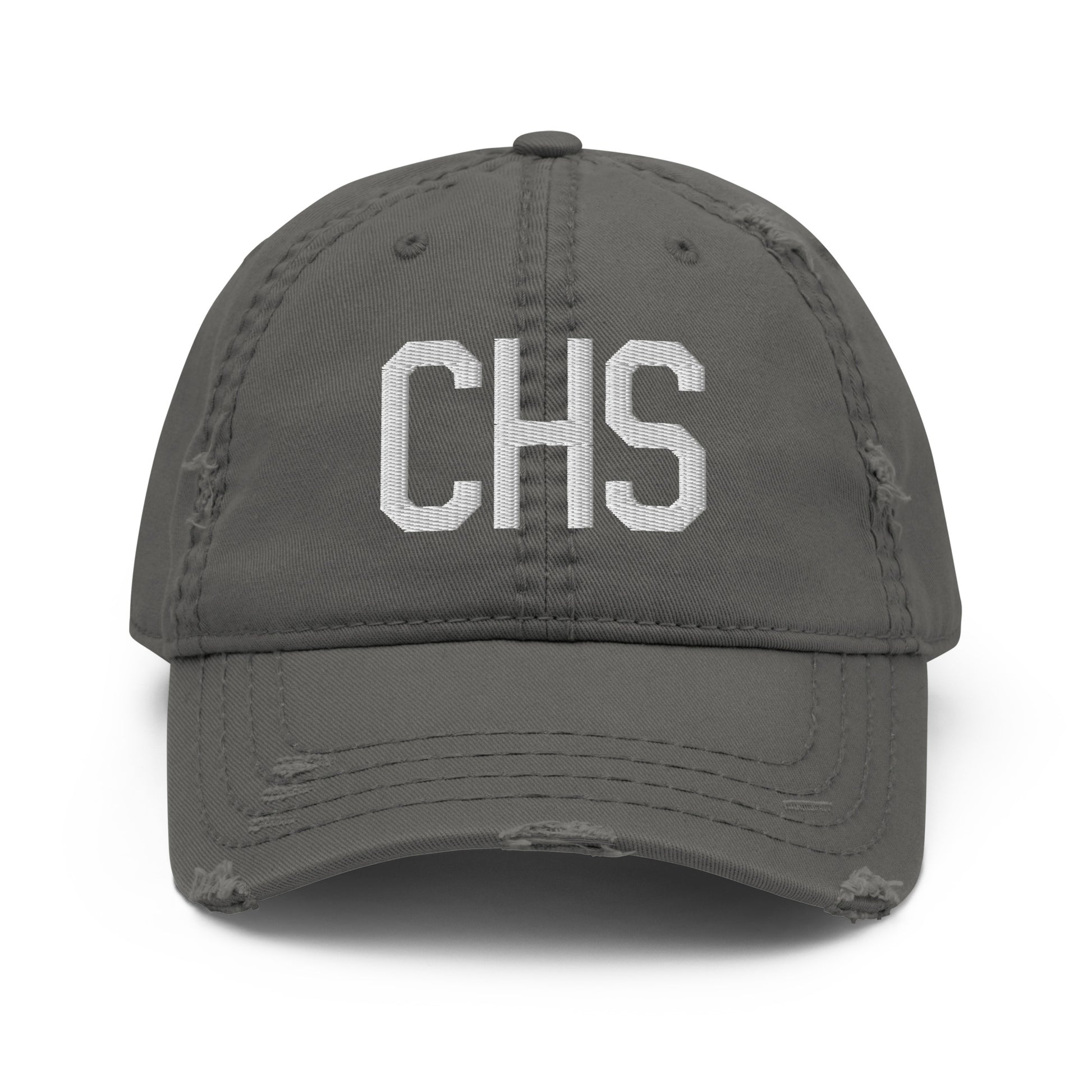 Airport Code Distressed Hat - White • CHS Charleston • YHM Designs - Image 15