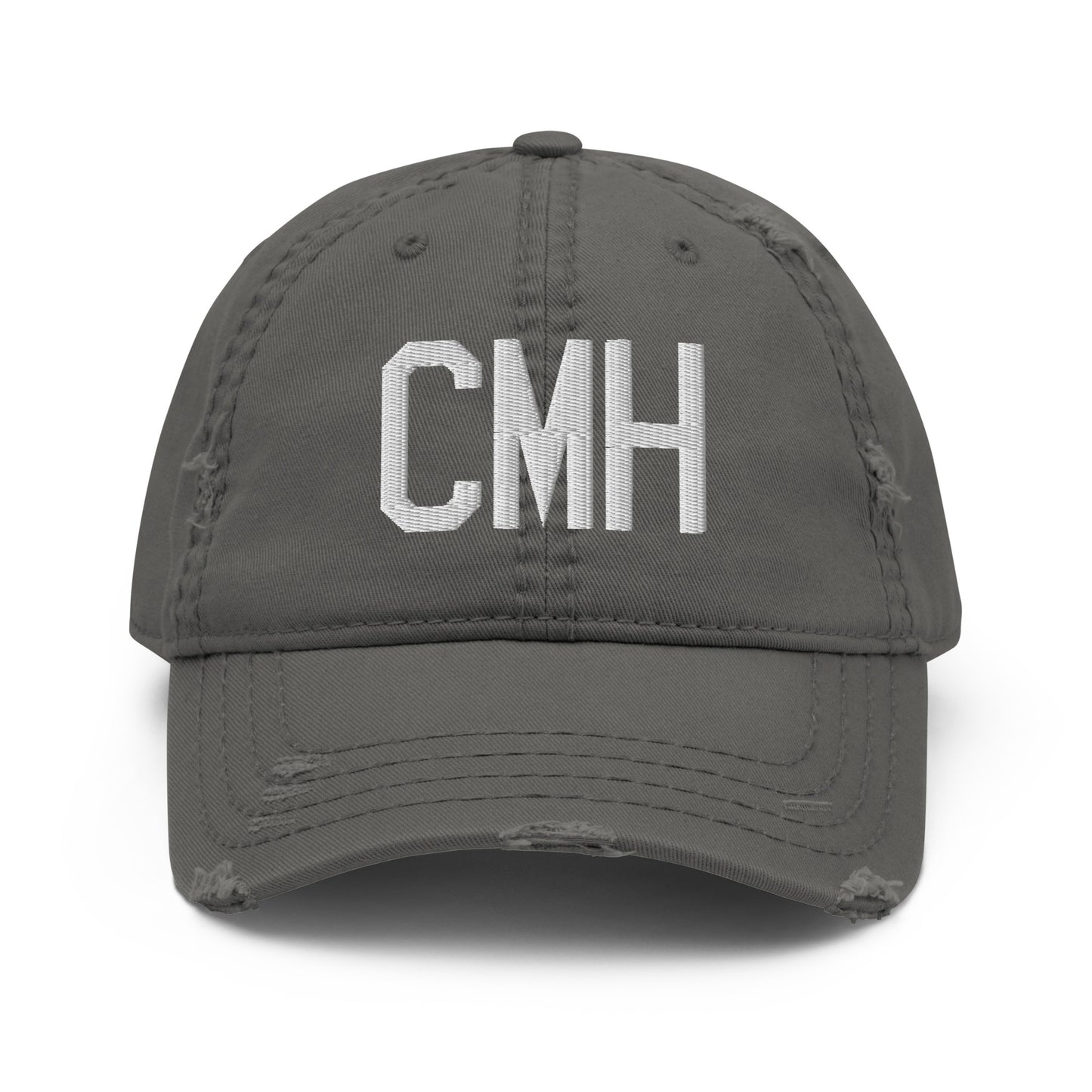 Airport Code Distressed Hat - White • CMH Columbus • YHM Designs - Image 15