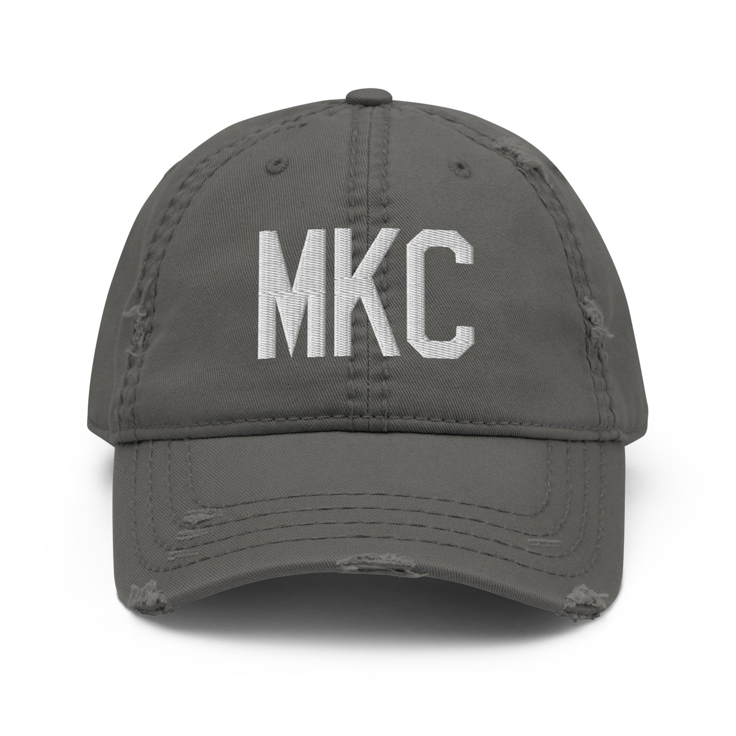 Airport Code Distressed Hat - White • MKC Kansas City • YHM Designs - Image 15