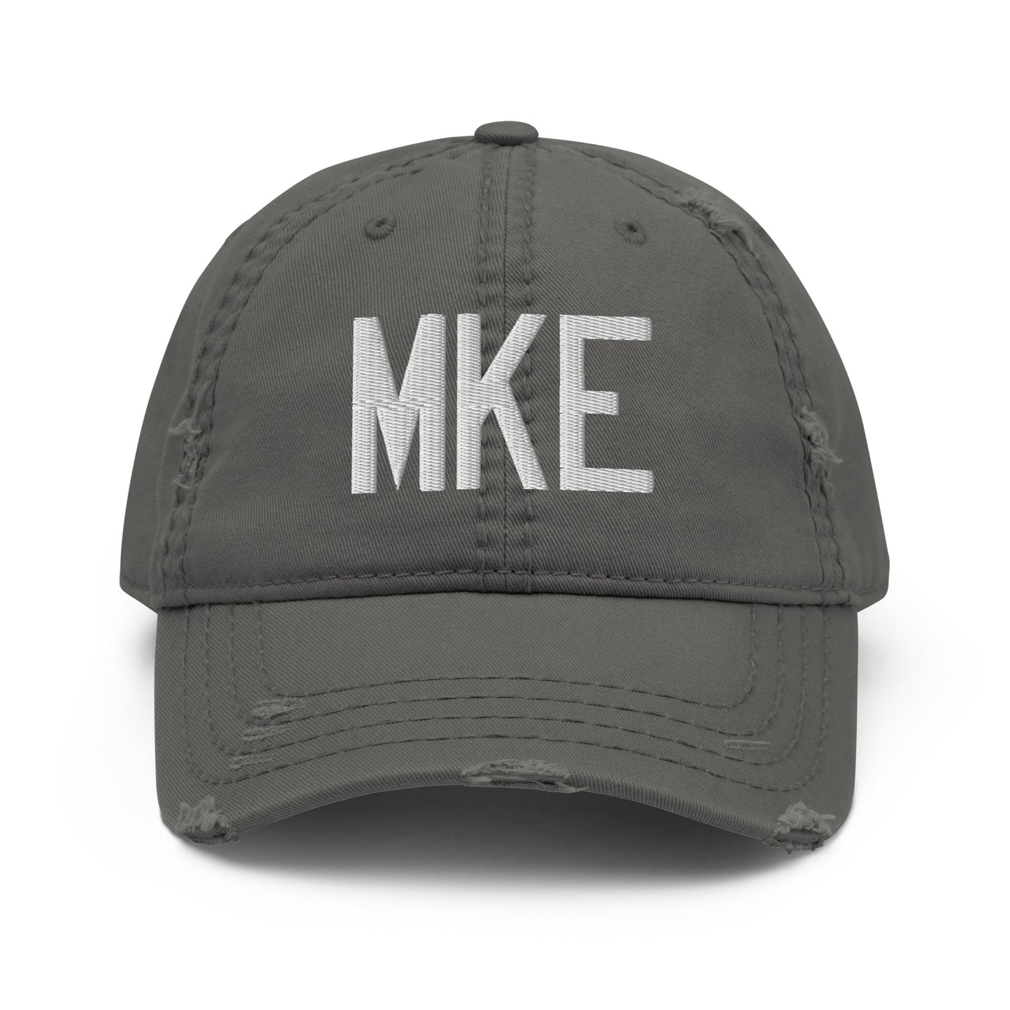 Airport Code Distressed Hat - White • MKE Milwaukee • YHM Designs - Image 15
