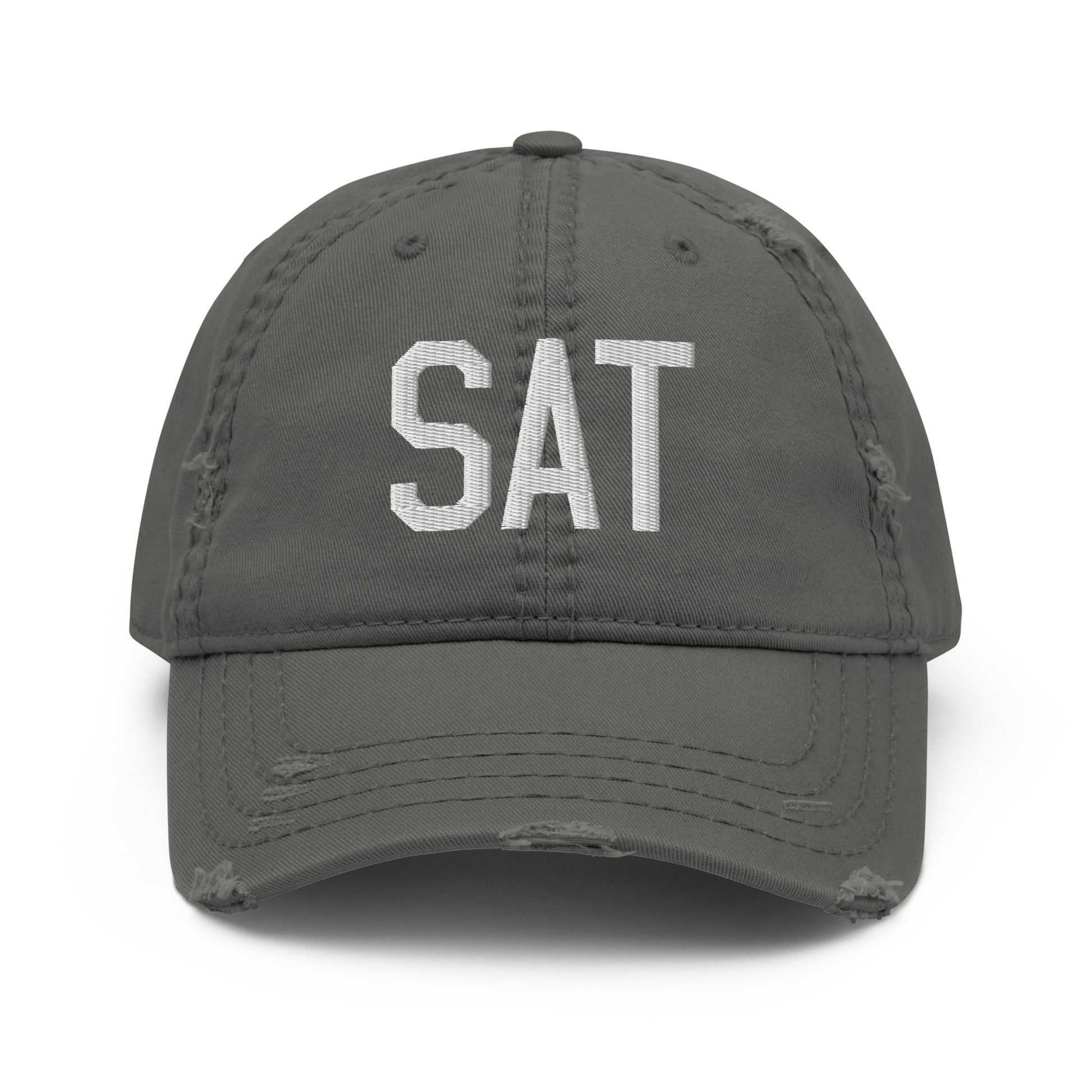 Airport Code Distressed Hat - White • SAT San Antonio • YHM Designs - Image 15