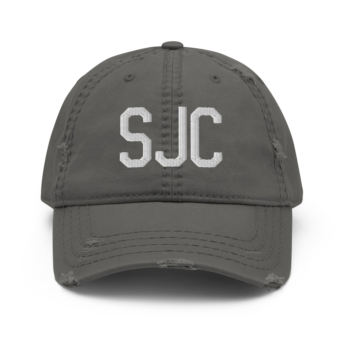 Airport Code Distressed Hat - White • SJC San Jose • YHM Designs - Image 15