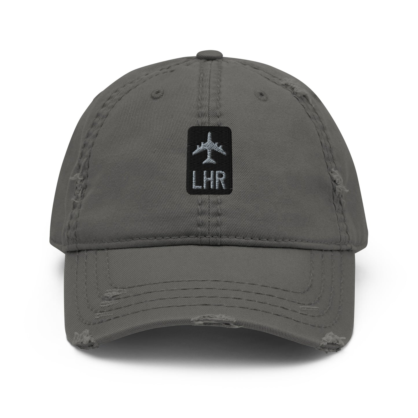 Jetliner Distressed Dad Hat • Grey • LHR London • YHM Designs - Image 07