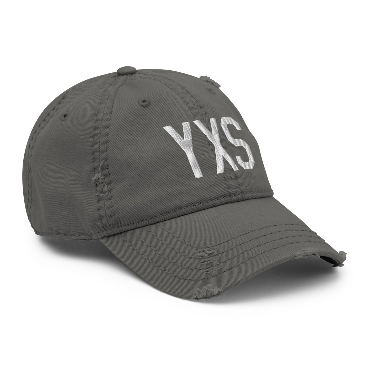 Airport Code Distressed Hat - White • YXS Prince George • YHM Designs - Image 17
