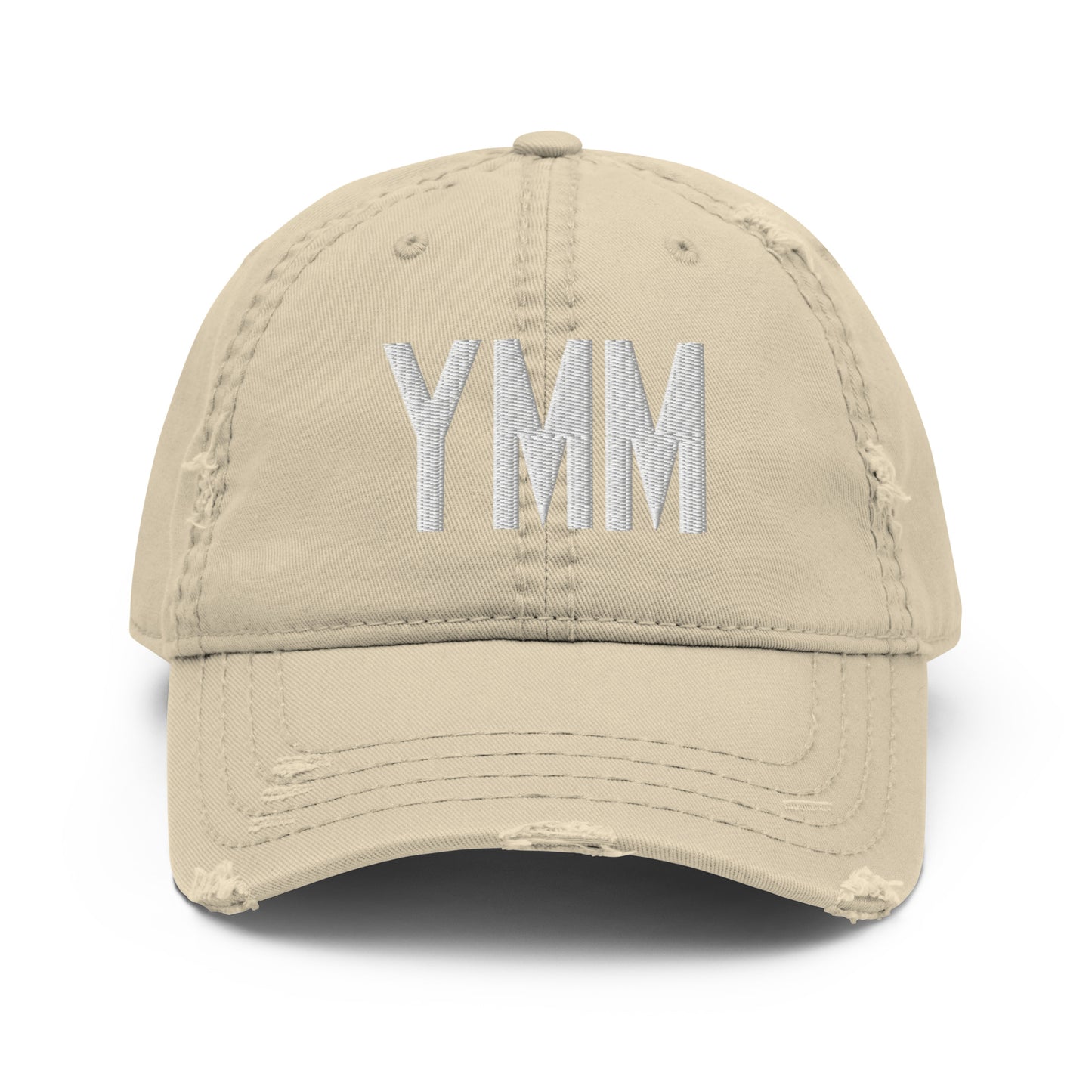 Airport Code Distressed Hat - White • YMM Fort McMurray • YHM Designs - Image 18