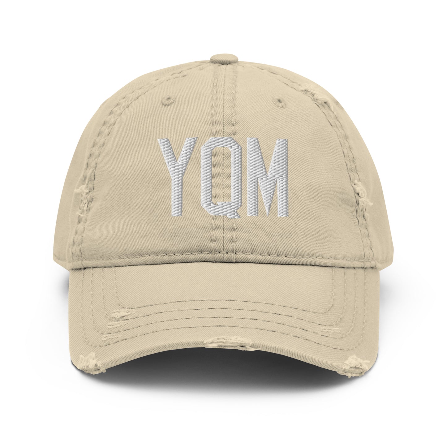 Airport Code Distressed Hat - White • YQM Moncton • YHM Designs - Image 18