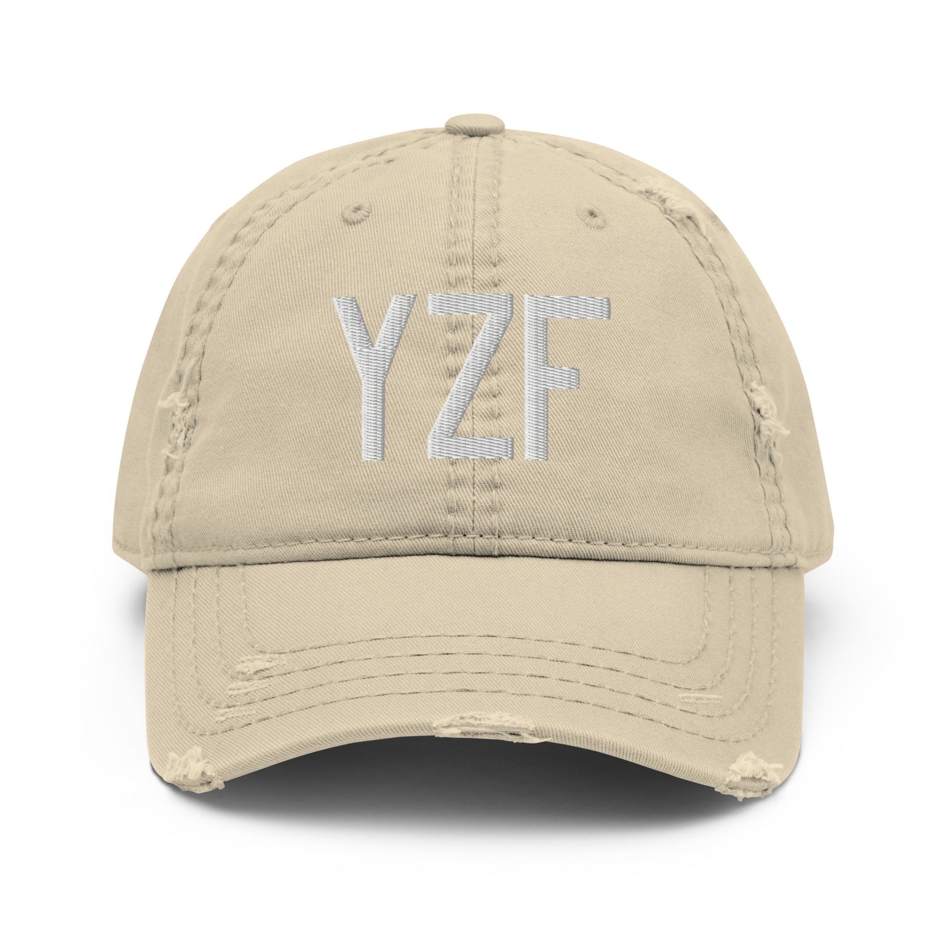 Airport Code Distressed Hat - White • YZF Yellowknife • YHM Designs - Image 18