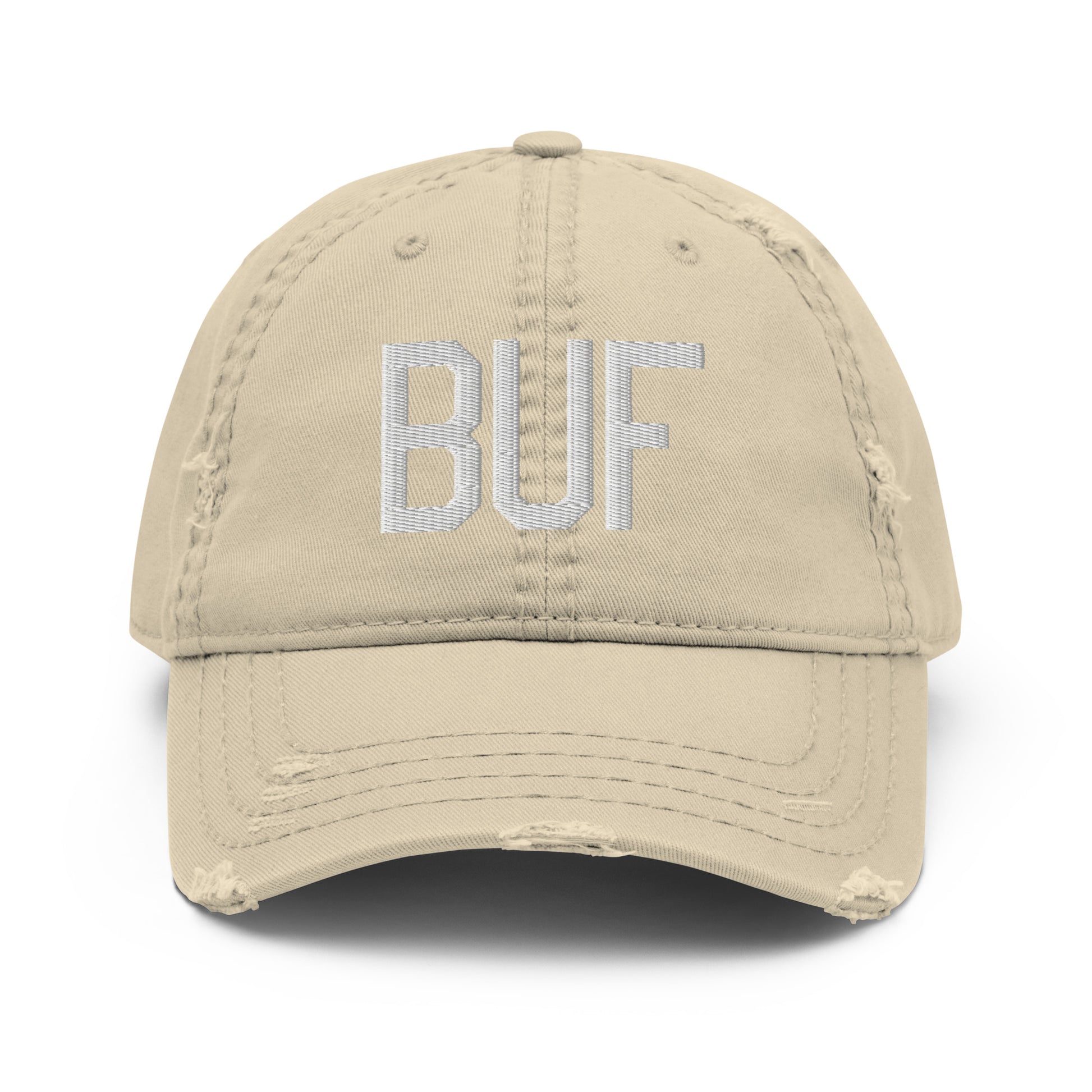 Airport Code Distressed Hat - White • BUF Buffalo • YHM Designs - Image 18