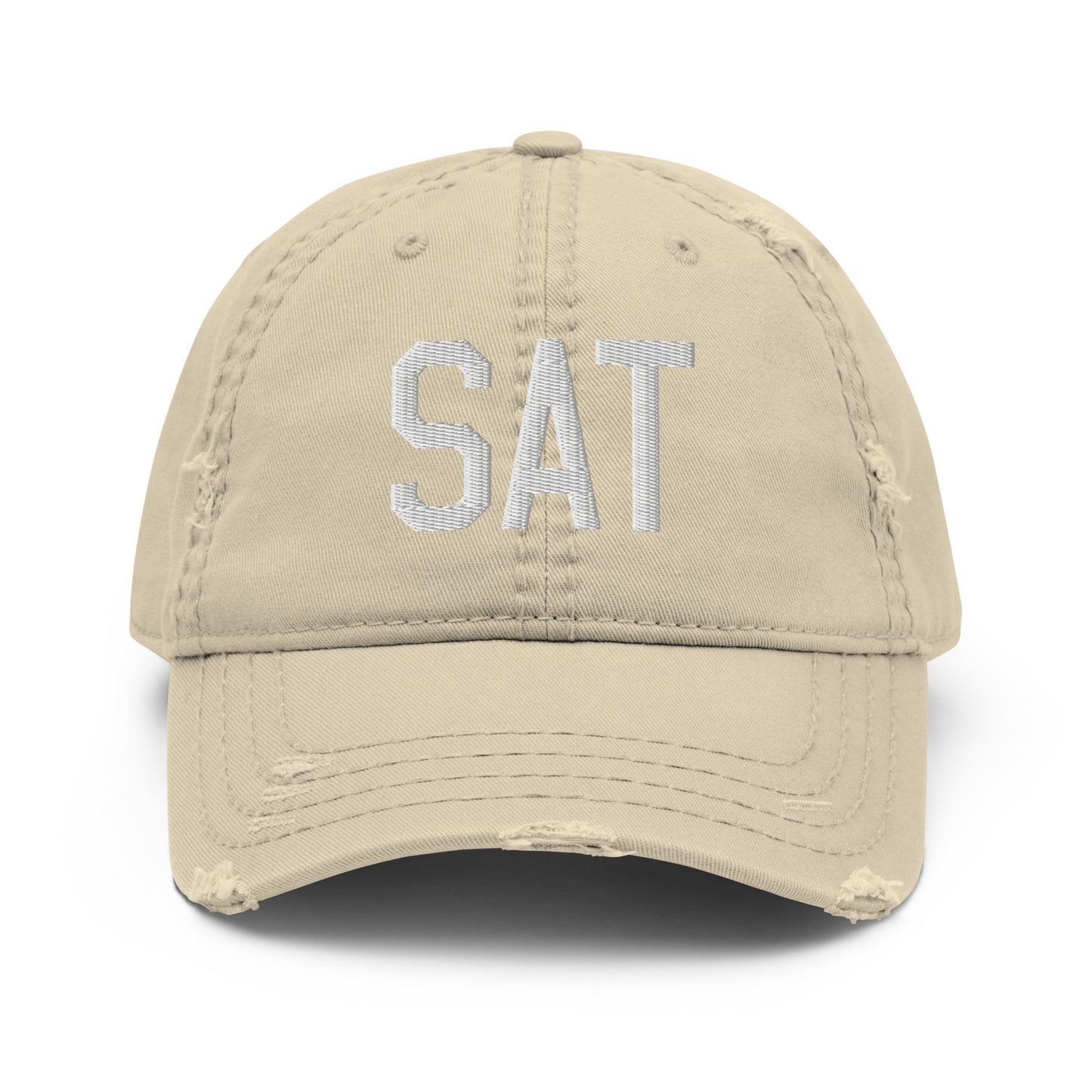 Airport Code Distressed Hat - White • SAT San Antonio • YHM Designs - Image 18