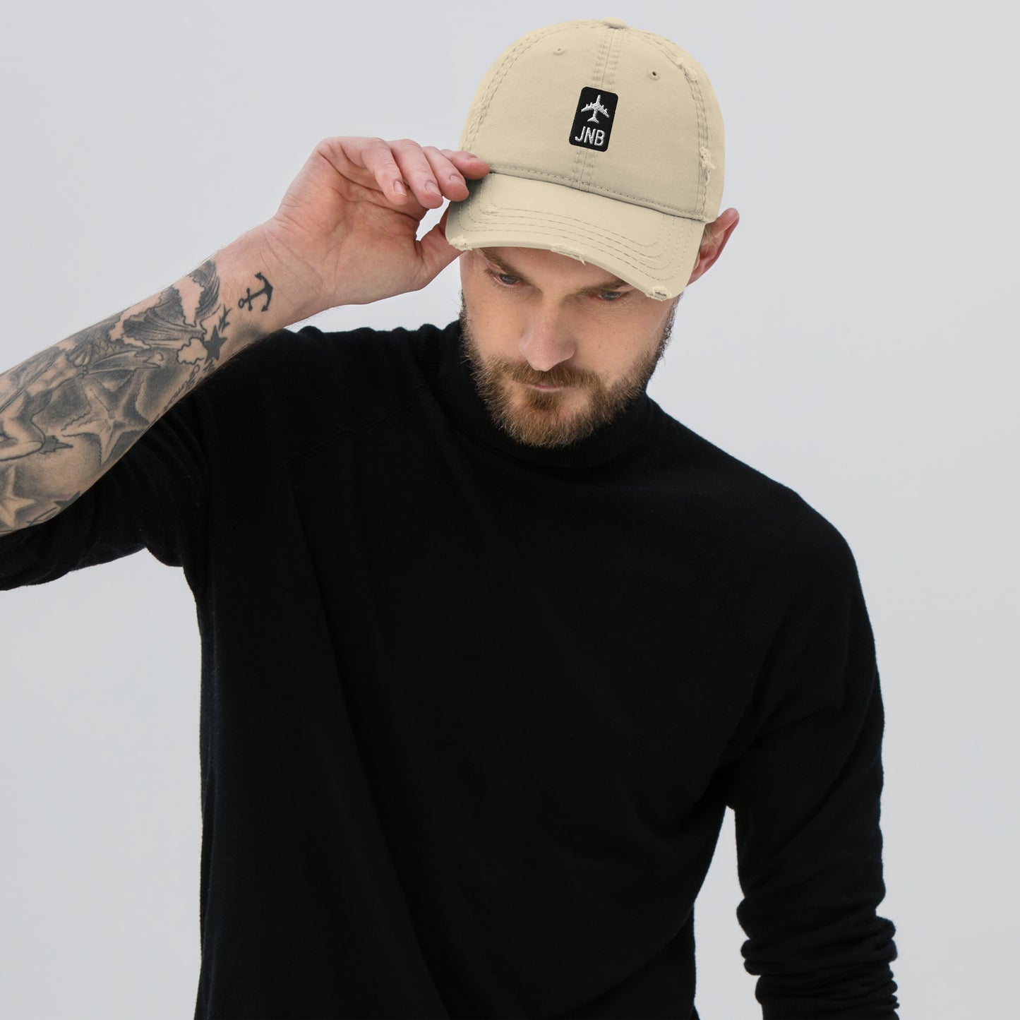 Jetliner Distressed Dad Hat • Khaki • JNB Johannesburg • YHM Designs - Image 05