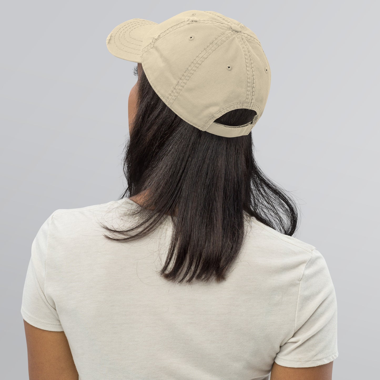 Airport Code Distressed Hat - White • YBA Banff • YHM Designs - Image 08