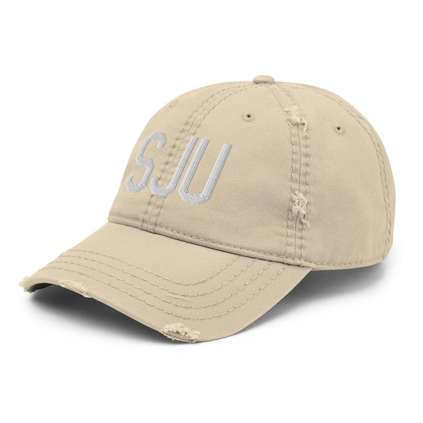 Airport Code Distressed Hat - White • SJU San Juan • YHM Designs - Image 19