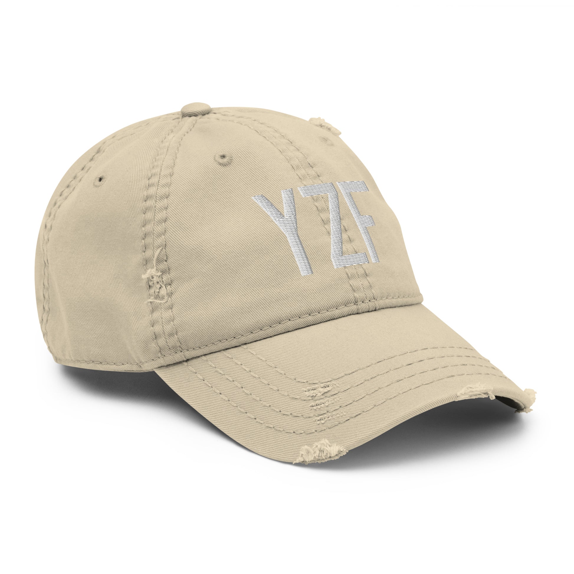 Airport Code Distressed Hat - White • YZF Yellowknife • YHM Designs - Image 20