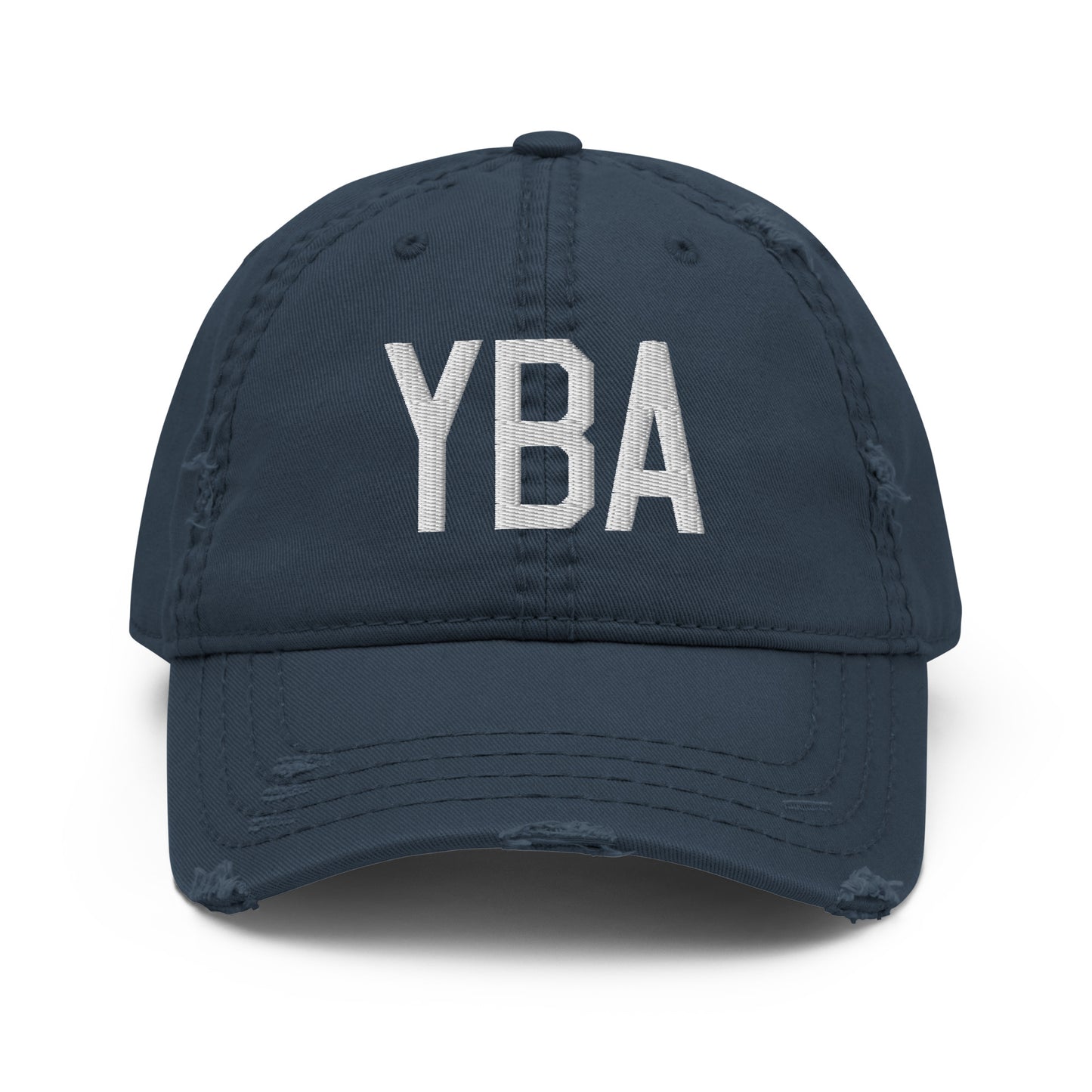 Airport Code Distressed Hat - White • YBA Banff • YHM Designs - Image 13