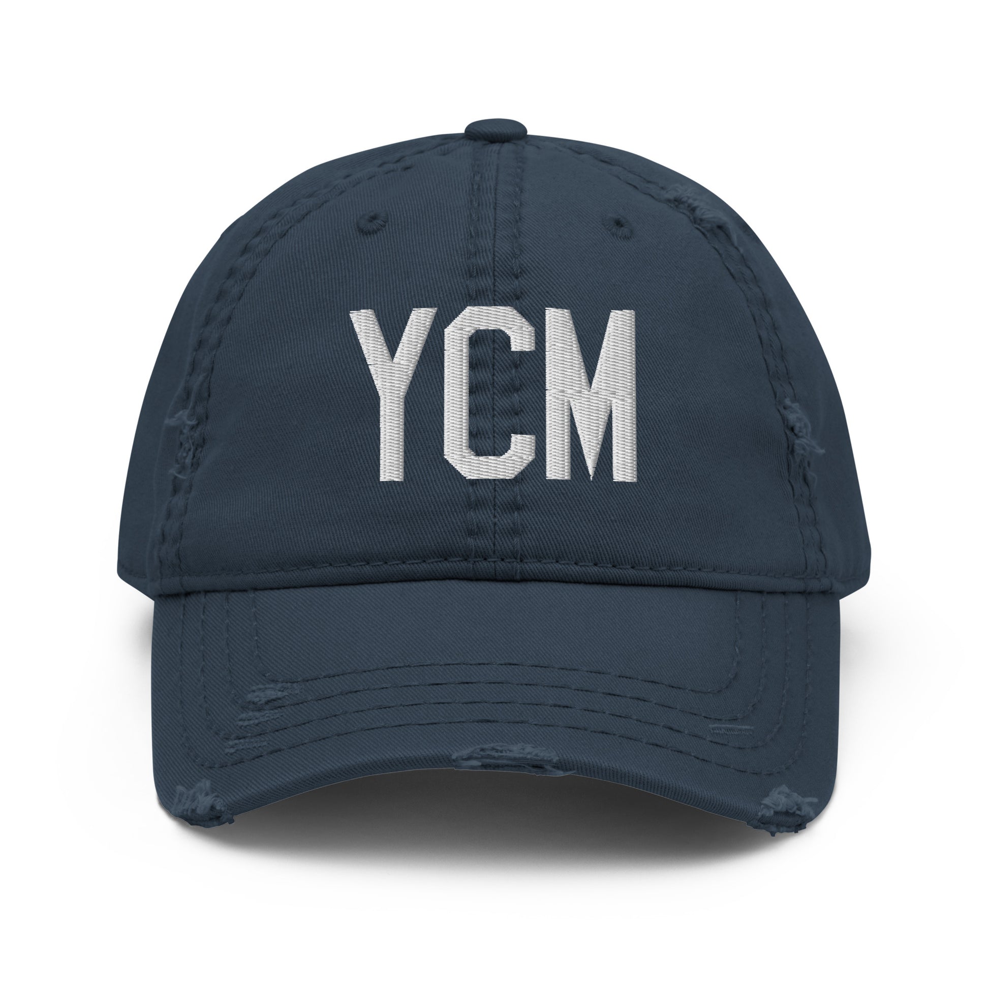 Airport Code Distressed Hat - White • YCM St. Catharines • YHM Designs - Image 13